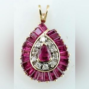 14k ruby and diamond pendant